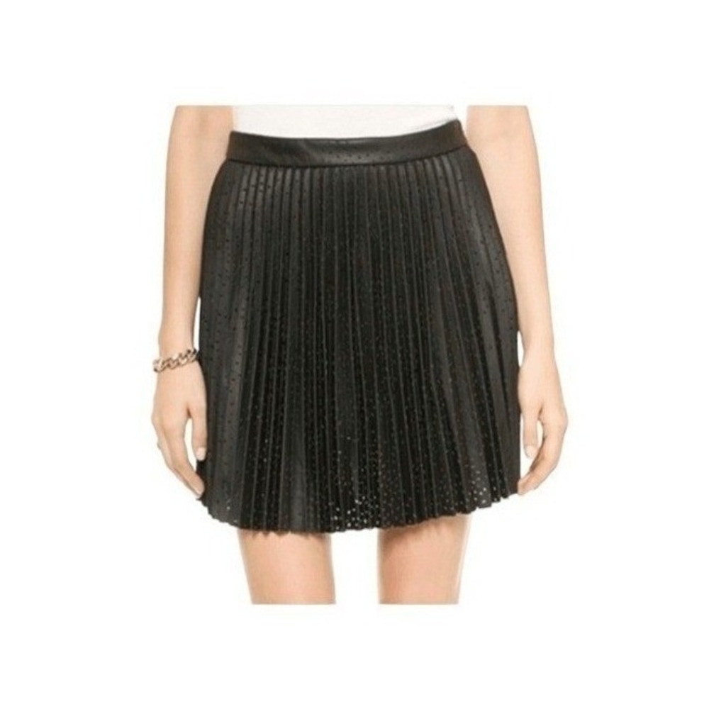 Club Monaco Mairin Laser Cut Faux Leather Pleated Skirt 8